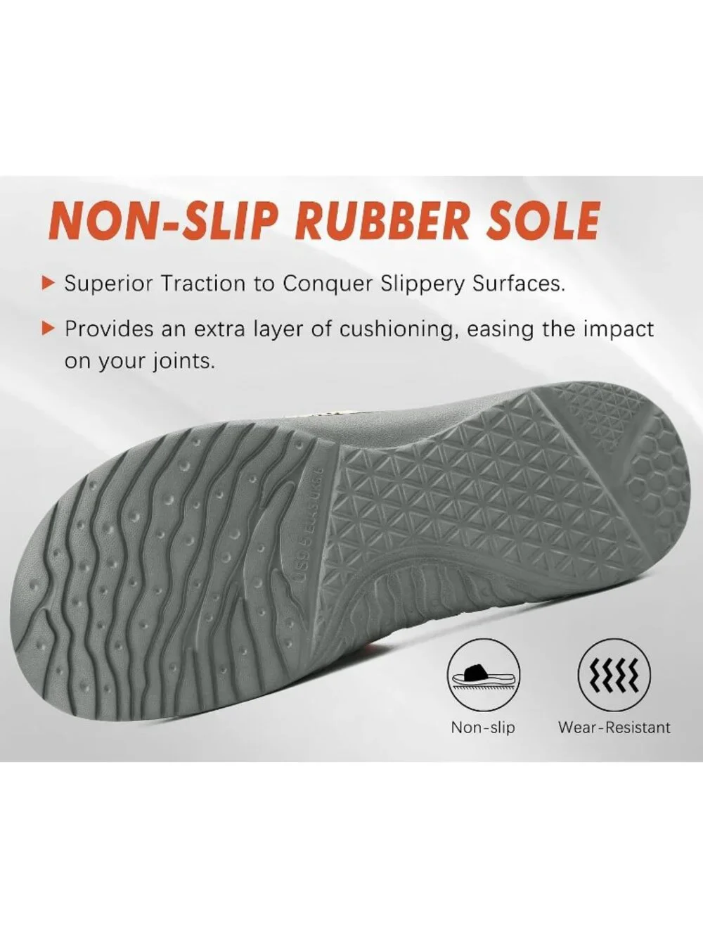 Men's Orange Arch Support Sport Slides Open Toe Adjustable Orthotic Sandal Shoes